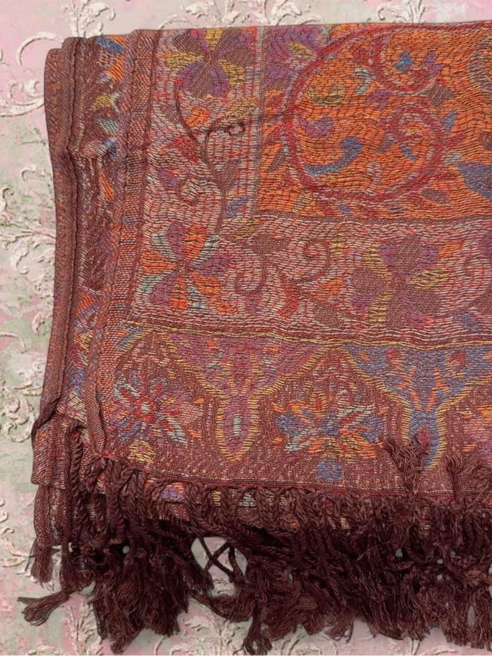 New | Limited Edition: Brown Multicolor Pashmina Shawl